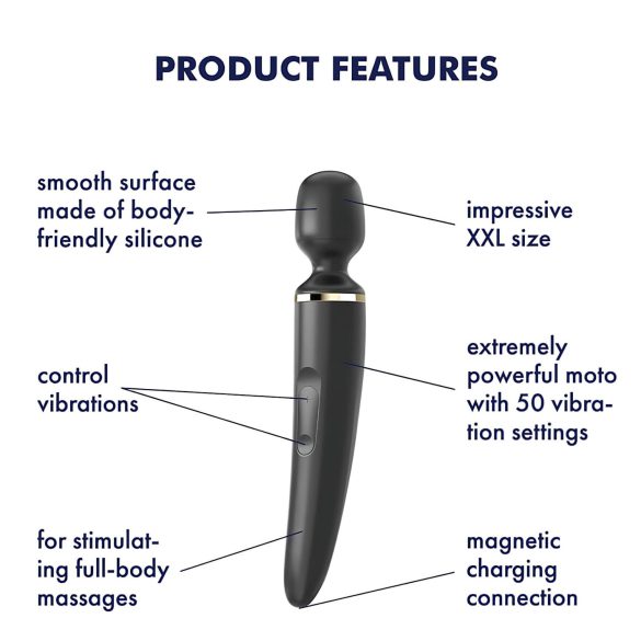 Satisfyer Wand-er Woman - veekindel massaaživibraator - must