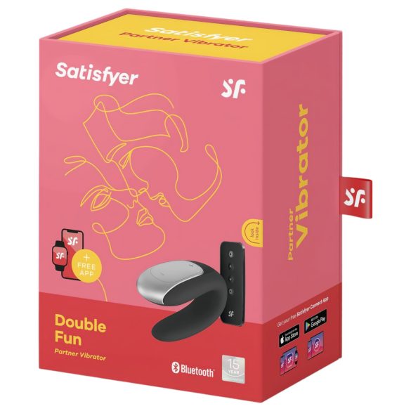 Satisfyer Double Fun - paarivibraator - nutikas, veekindel - must