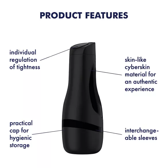 Satisfyer Men Classic - masturbaator meestele - manuaalne vaakum - must