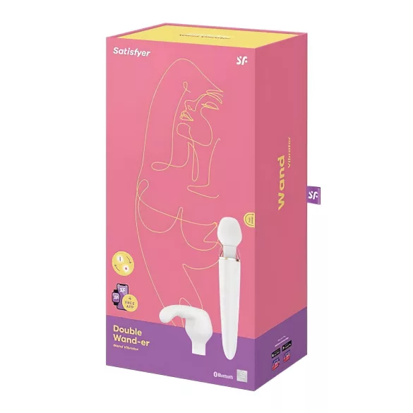 Satisfyer Double Wand-er - rakendusega juhitav masseeriv vibraator (valge)