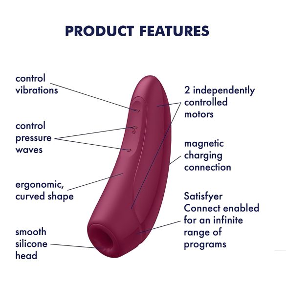 Satisfyer Curvy 1+ - nutikas õhulainete klitoristimulaator - punane