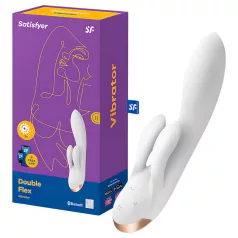   Satisfyer Double Flex - rakendusega juhitav kliitorivarrega vibraator (valge)
