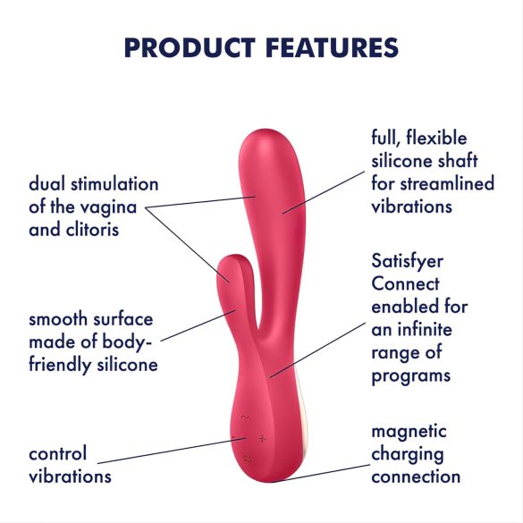 Satisfyer Mono Flex - vee- ja nutikindel vibreeriv vibraator - punane
