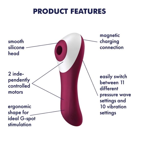 Satisfyer Dual Crush - aku tupe- ja kliitorivibraator - punane