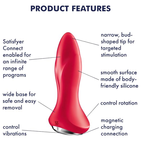 Satisfyer Rotator Plug 1 - pärliga anaaldildo (punane)