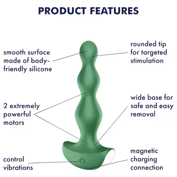 Satisfyer Lolli-Plug 2 - laetav veekindel anaalseks vibraator - roheline