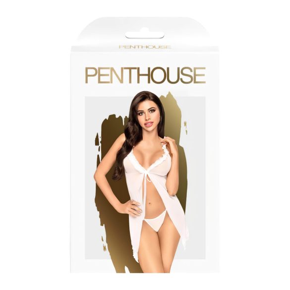 Penthouse After Sunset - läbipaistev babydoll ja stringid - valge - M/L