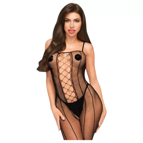 Penthouse Drop-Dead - võrkmustriga avatud catsuit - must - XL