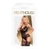 Penthouse Hottie - pitsiline, rihmaga võrgusilmaga komplekt (must)