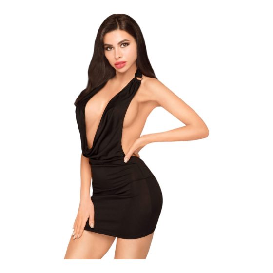 Penthouse Heart Rob - low-cut dress with thong (black) - M/L