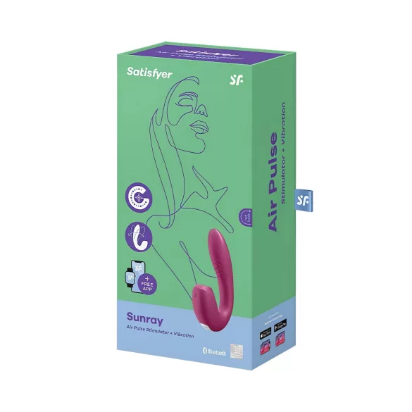 Satisfyer Sunray - akuga, õhulainetega 2in1 vibraator (punane)