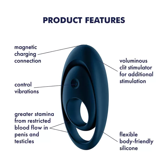 Satisfyer Glorious Duo - vibreeriv peenisekõru - sinine