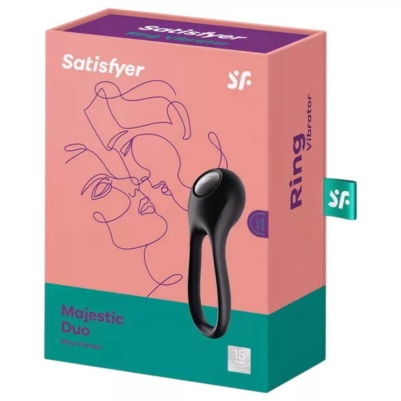 Satisfyer Majestic Duo - vibraatoriga veekindel laetav peeniserõngas - must
