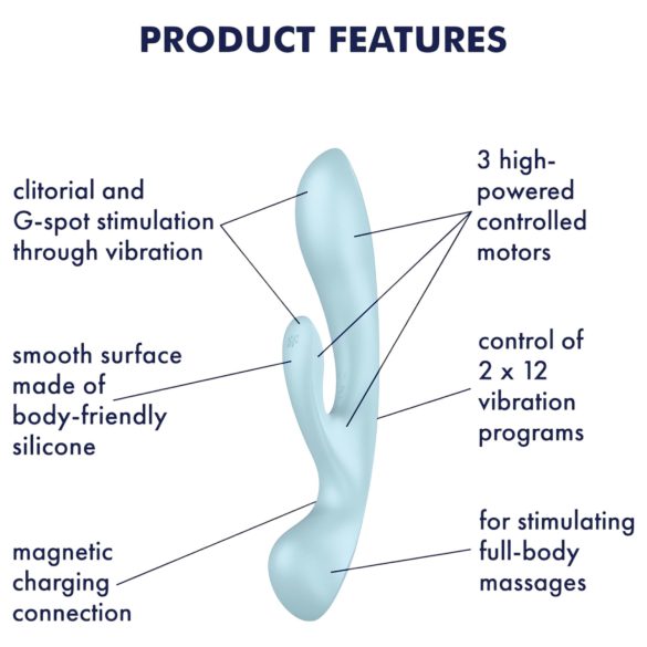 Satisfyer Triple Oh - aku vibraator kliitorivarrega - sinine