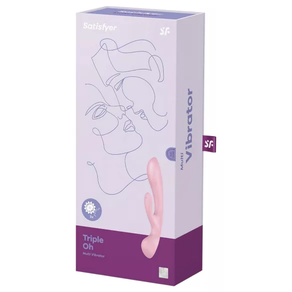 Satisfyer Triple Oh - kliitorivibraator akuga, varrega - roosa