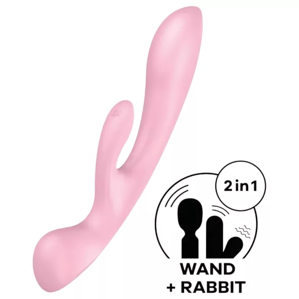 Satisfyer Triple Oh - kliitorivibraator akuga, varrega - roosa