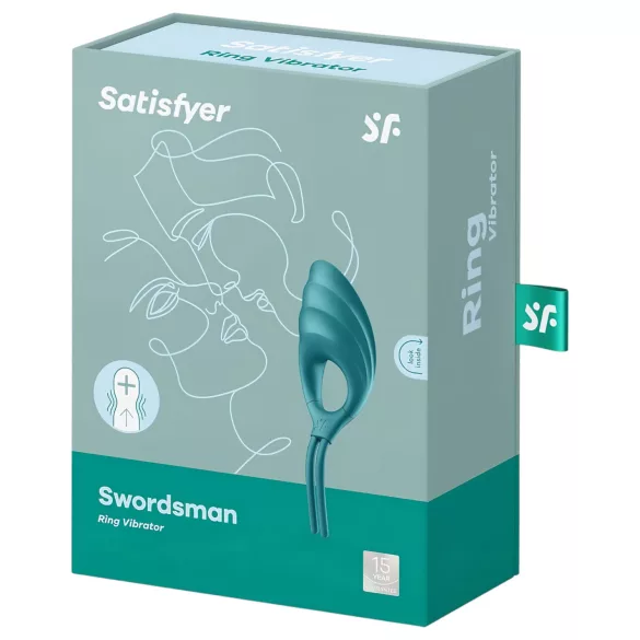 Satisfyer Swordsman - akuga vibreeriv peeniserõngas - roheline