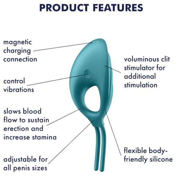 Satisfyer Swordsman - akuga vibreeriv peeniserõngas - roheline