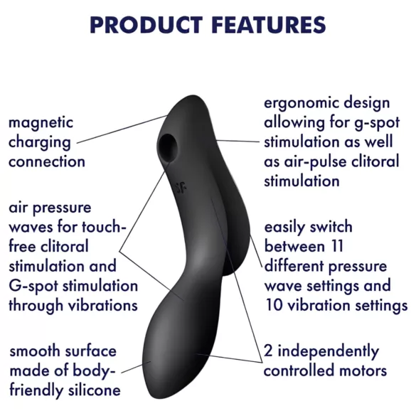 Satisfyer Curvy Trinity 2 - õhuimpulsi ja vibraator 2in1 - must