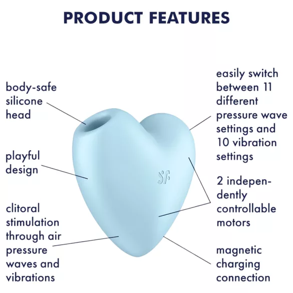 Satisfyer Cutie Heart - aku kliitoristimulaator õhulainetega - sinine