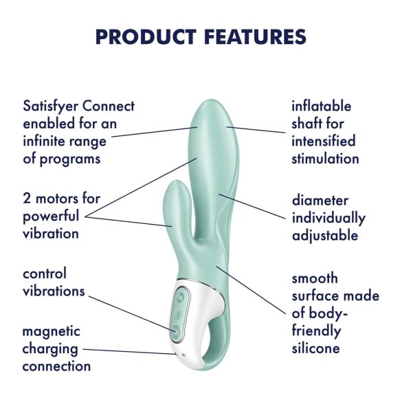 Satisfyer Air Pump Bunny 5 - imemisfunktsiooniga vibraator - münt roheline