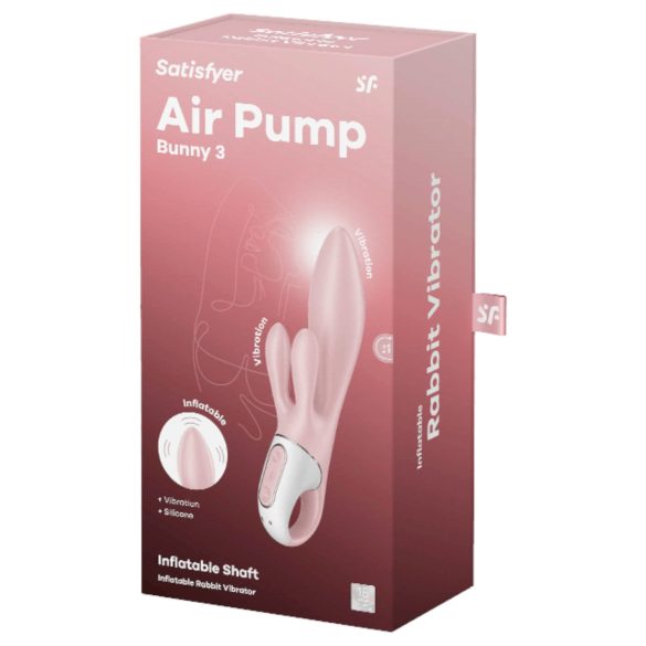 Satisfyer Air Pump Bunny 3 - pumpatav vibraator - roosa