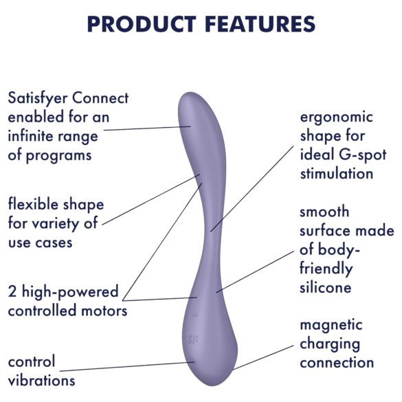 Satisfyer G-spot Flex 5 - G-punkti vibraator - nutikas juhtimine - lilla