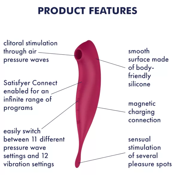 Satisfyer Twirling Pro - rakendusega juhitav kliitorivibraator (punane)