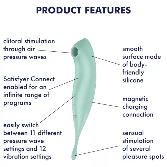 Satisfyer Twirling Pro - rakendusega juhitav kliitorivibraator (mündiroheline)