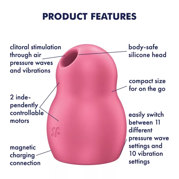 Satisfyer Pro To Go 1 - aku klitoristimulaator - õhulainetega - punane