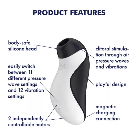 Satisfyer Orca - veekindel õhuimpulssiga kliitori stimulaator (must-valge)