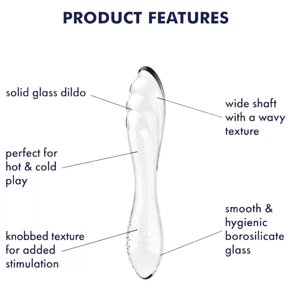 Satisfyer Dazzling Crystal 1 - kaheotsaline klaasist dildo - läbipaistev