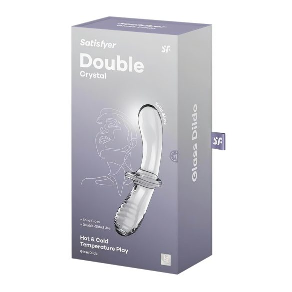 Satisfyer Double Crystal - kahepoolne klaasist dildo - läbipaistev