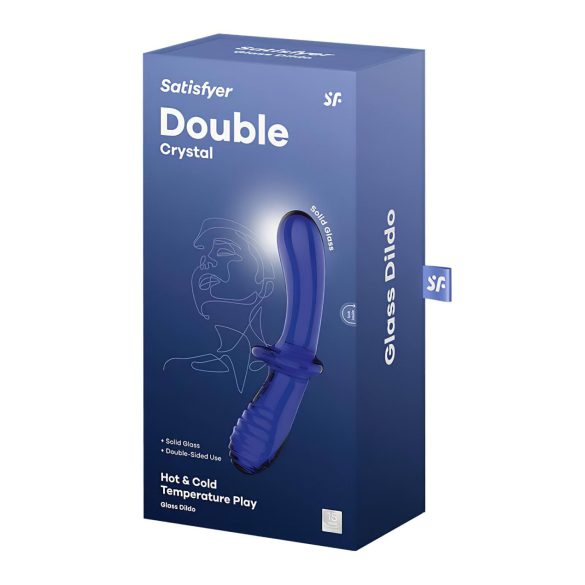 Satisfyer Double Crystal - kahepoolne klaasist dildo - sinine
