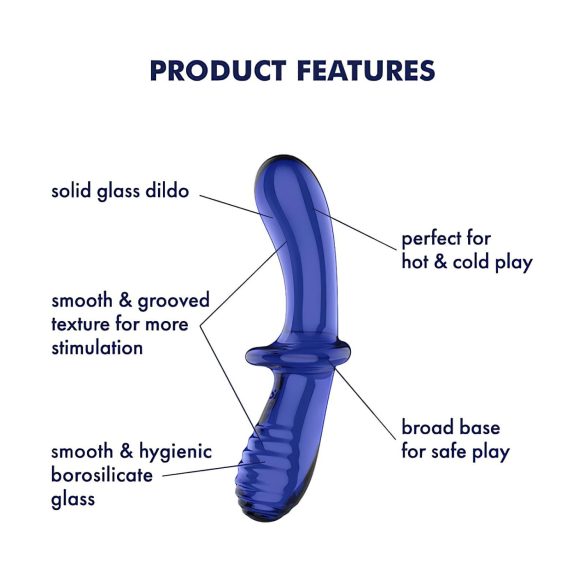 Satisfyer Double Crystal - kahepoolne klaasist dildo - sinine