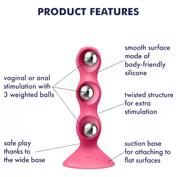 Satisfyer Triple Ball-R - anaalkuulivibraator - roosa