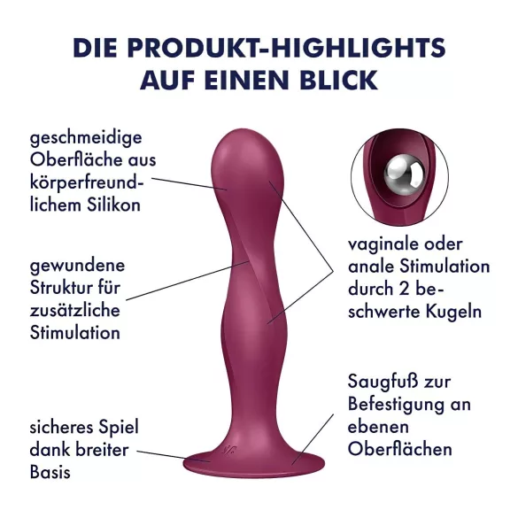 Satisfyer Double Ball-R - vaakumiga kaalutud dildo - punane