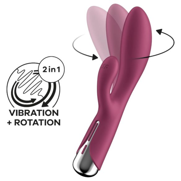 Satisfyer Spinning Rabbit 1 - kliitorivibraator pöörleva käpaga - punane