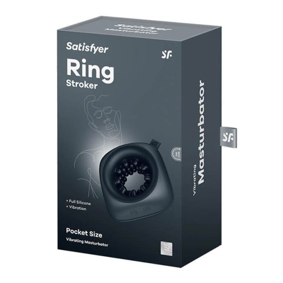 Satisfyer Ring Stroker - Rechargeable Vibrating Masturbator (Black)