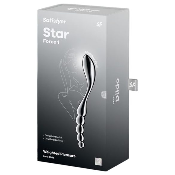 Satisfyer Star Force 1 - terasest nupukestega dildo - hõbedane