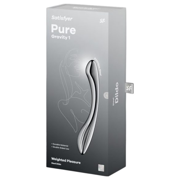 Satisfyer Pure Gravity 1 - terasest ribiline dildo - hõbedane