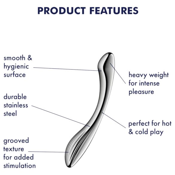 Satisfyer Pure Gravity 1 - terasest ribiline dildo - hõbedane