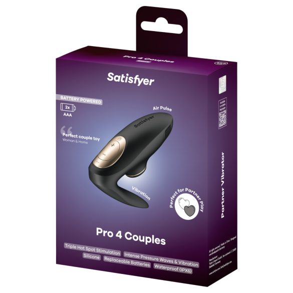 Satisfyer Pro 4 Couples - paaride õhulainevibraator - must