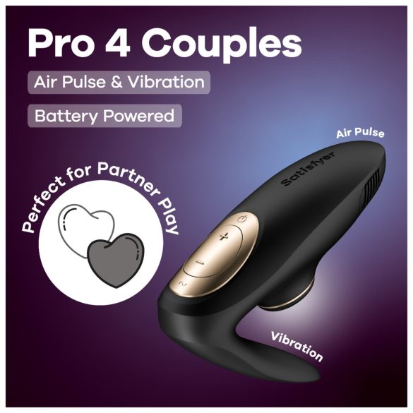 Satisfyer Pro 4 Couples - paaride õhulainevibraator - must