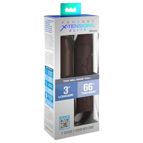 X-TENSION Elite 3 - rõngaga peenisehülss (pruun)