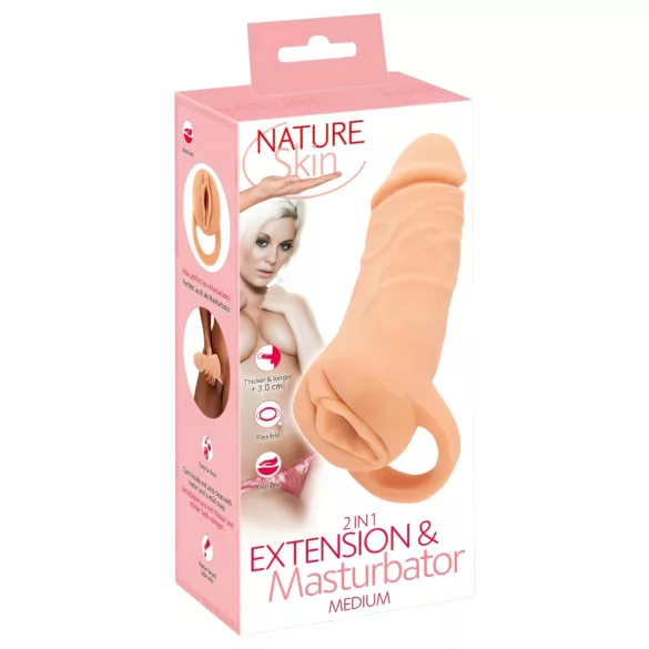 Nature Skin - peenisekate ja masturbaator - 18cm naturaalne