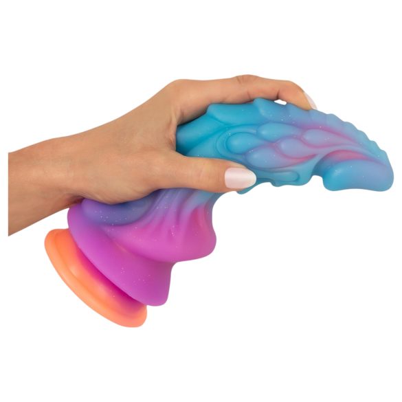 Beasty Cocks - silikoonist dildo - tulnuka disain - sinine/oranž