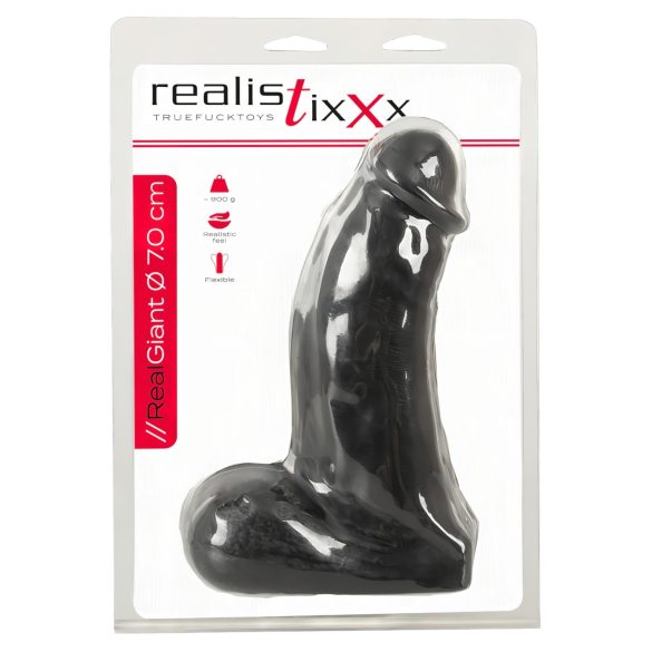 Realistixxx Real Giant - realistlik munanditega dildo - 22 cm - must