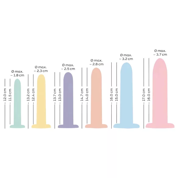 Six in a Row - dildotrenažöör komplekt - 6 tk - värviline