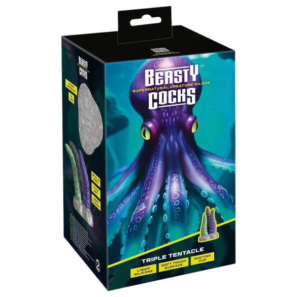Beasty Cocks - dildo - kolmekordne kombits - silikoon